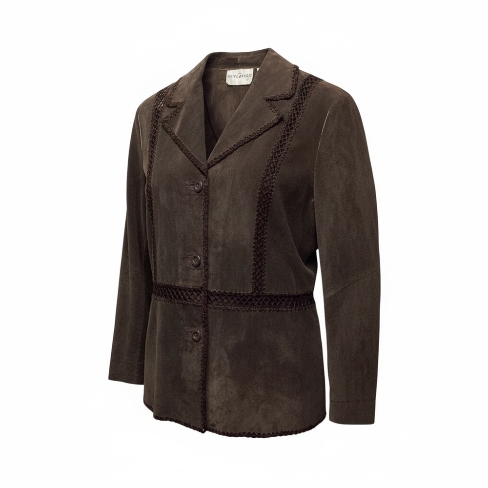 White Stag vintage boho leather blazer Brown size Large